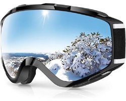 Skibrillen Dames Heren Volwassenen voor Brildragers OTG,UV Bescherming Anti Mist Ski Goggles Bolvormige Spiegel