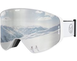 Vizer Silver Ninja - Zilveren Skibril Heren - Magnetisch masker & lens - Anti-fog