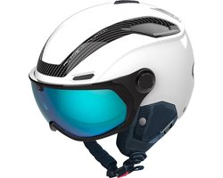 Bollé V-Line Carbon Skihelm met vizier | Photochromic Phantom Blue Cat. 1-3 | White Matte | Maat: 52 - 55 cm