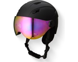 GOOFF Speed skihelm 3-in-1 met oorstukken en olievizier & geïntegreerde skibril - matzwart maat M - 14 ventilatieopeningen, 2 afsluitbaar - extra zachte afwerking - voor mannen en vrouwen