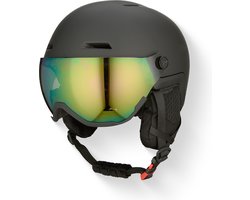 GOOFF Xtreme Skihelm met Vizier – Skihelm inclusief skibril zwart maat S – Oorstukken zijn los te halen voor warme dagen