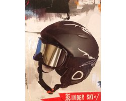 REBEL ski helm met ski bril - kind maat 52/54 cm - zwart