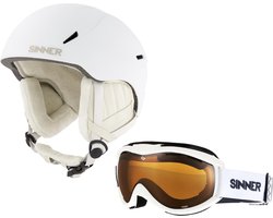 Sinner COMBI-PACK - CREST skihelm + TOXIC skibril - Wit - Maat M