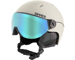 Sinner Titan Visor Skihelm Met Vizier | Matte Light Grey | Blue Mirror Cat. 2 | Maat: 59 - 62 cm