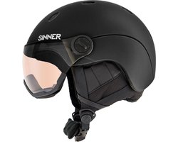 Sinner Titan Visor Trans+ Skihelm Met Vizier 2023 | Orange Cat 1-3 | Matte Black | Maat: 55 - 58 cm