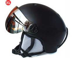 Skihelm - Met Vizier - Ski Gadgets - Dames - Heren - Wintersport - Ski - Zwart - Maat XL