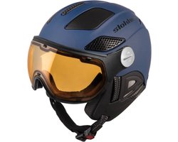 Slokker Raider Pro V Skihelm Met Vizier | Photochromic Orange Cat. 1-2 | Blue Black Soft Touch | Maat: 55 - 57 cm