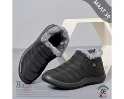 Borvat® - Unisex Schoenen - Winter Sneakers - Lichtgewicht Winterschoenen - Heren / Dames - Vrijetijdsschoenen Met Bont - Zwar - Maat 36