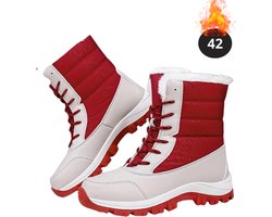 Nivard Snowboots - Sneeuwschoenen - Sneeuwboots - Dames - Wintersport - Ski - Skischoenen - Grijs Rood - 42- Laarzen