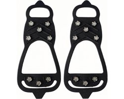 SnowStep - Grip Schoenspikes - Antislip Spikes voor onder schoenen - Maat 41-44 - Anti-slip Schoenspikes - Met 8 Roestvrijstalen Spikes - Antislip Klimijzers Voor in de Winter, Outdoor, Voor Wandelen, Vissen - Zwart