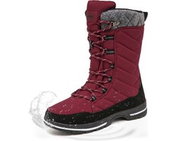 Winter Sneeuwlaars Dames - Waterdichte Sneeuwlaarzen - Winter Fleece Gevoerd Warme Winterlaarzen - Snowboots Antislip Outdoor - Rood - Maat 37