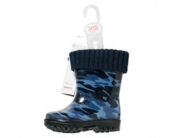 XQ Snowboots kinderen - gevoerde kinderlaars - blauw print - maat 26