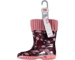 XQ Snowboots kinderen - gevoerde kinderlaars - roze print - maat 23